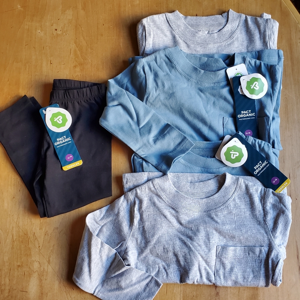 Pact Organic Cotton Baby/Toddler Long Sleeve Shirts and Leggings 12-18 months